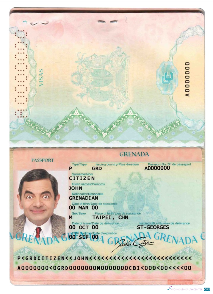 Download Grenada passport Photoshop template